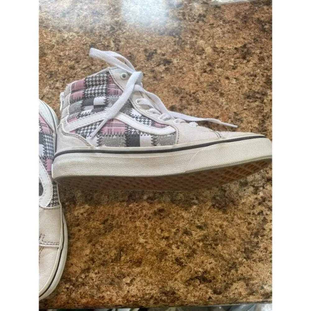 Vans Sk8-Hi Zip Houndstooth White High Top Sneakers‎ Kids Shoes